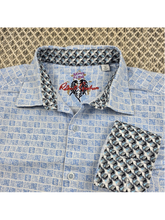 Robert Graham Other - Robert Graham Men's M Dalegard Blue Geometric Long Sleeve Flip Cuff Shirt